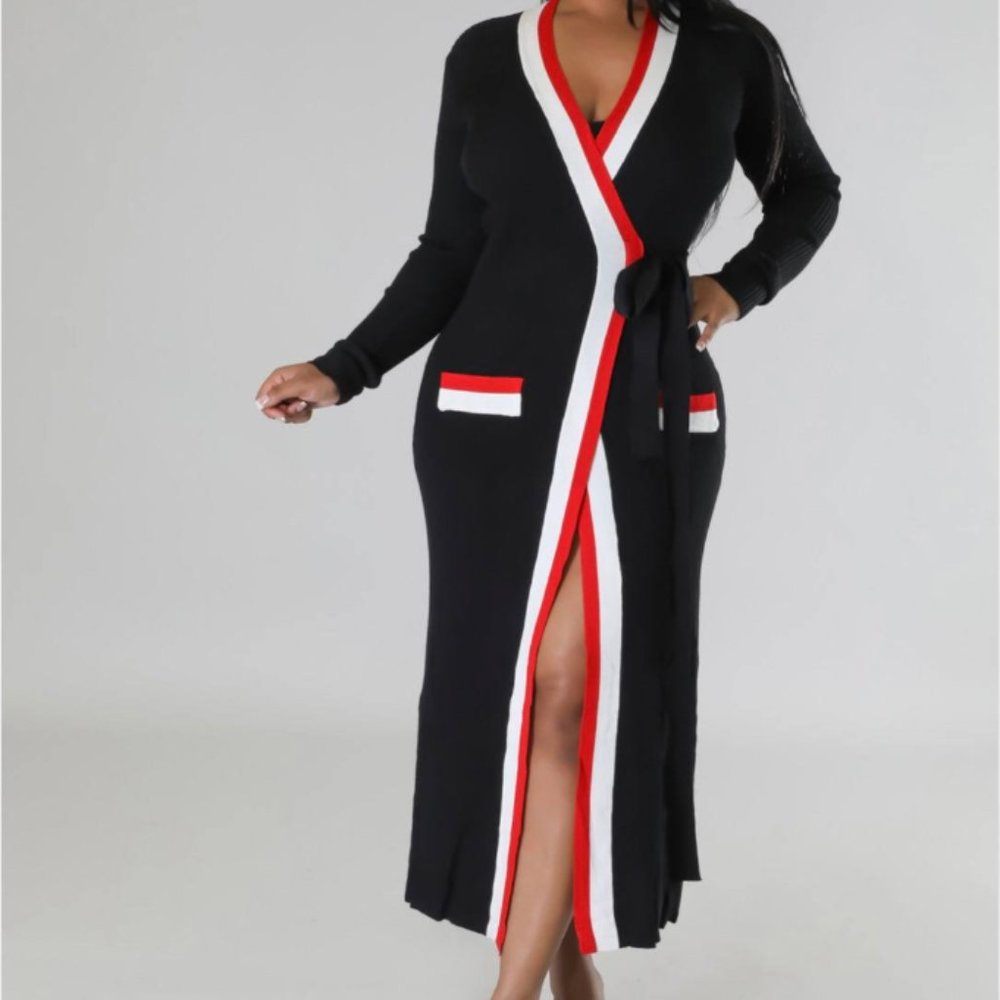 Wrapped Ribbed Long Cardigan Dress Brand New - Picture 9 of 9